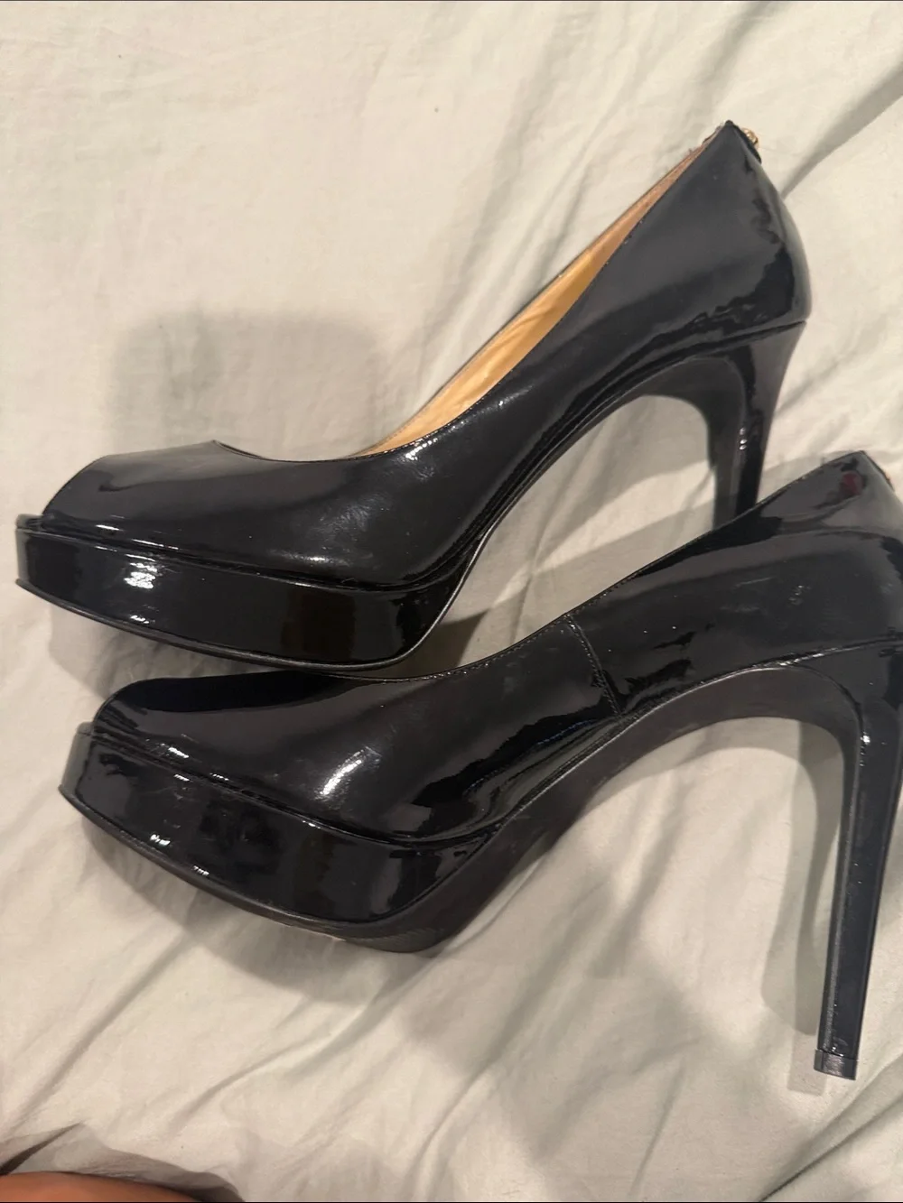 Michael Kors Black Patent Peep-Toe Heels